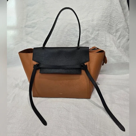Celine Small Leather Belt Bag Carmel Black Tote Travel Work Suede Shoulder Mini - Picture 3 of 17